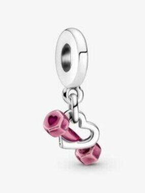 Pandora Dumbbell & Heart Dangle Charm
